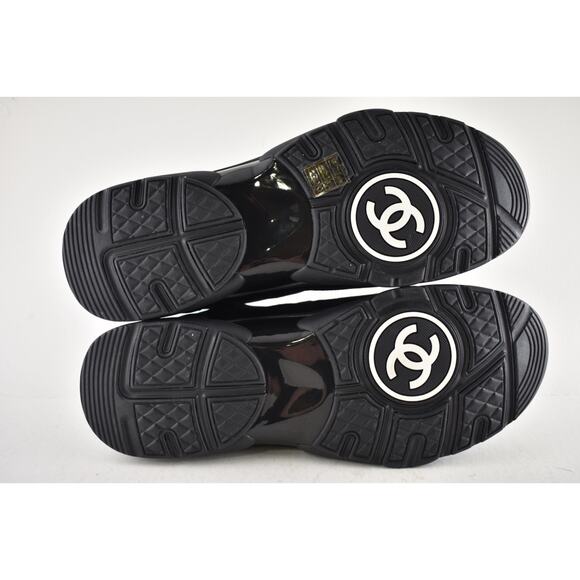 Chanel 20P Mens Triple Black Mesh CC Logo Low Top Runner Trainer Sneaker 44 11 - Picture 13 of 13